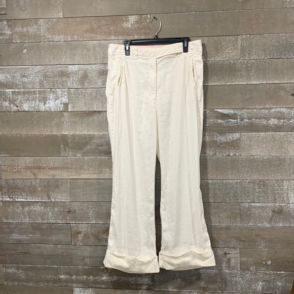 Anthropologie Linen blend cuffed trouser pant size 14 - Picture 1 of 13